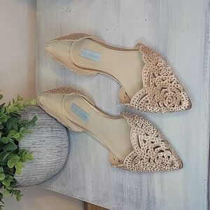 Blue by Betsey Johnson Lucy/ Blush Sparkle Flats SZ 9.5.